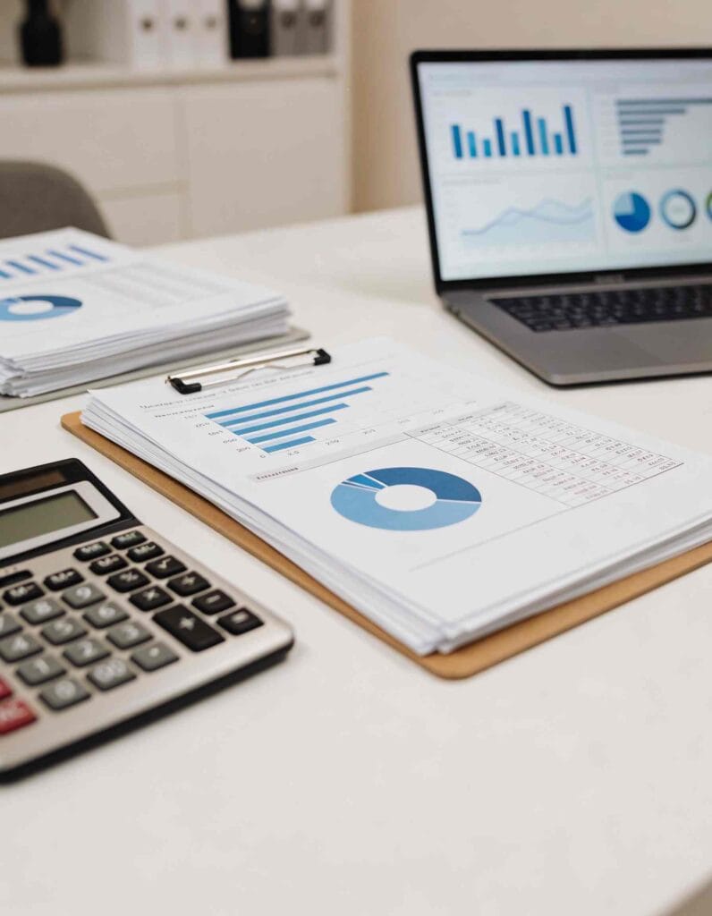 Contabil dedicat care explica rapoarte financiare unui client din Iasi